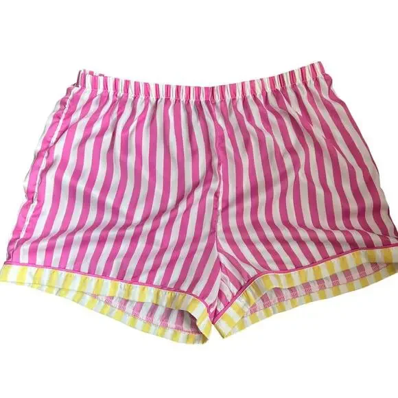 Kensie Pink & White Striped Button Pajama Shorts Set XL - Picture 4 of 12